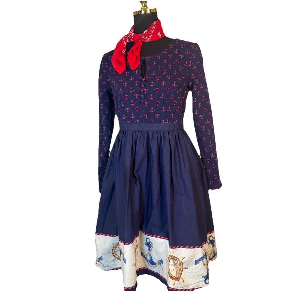ModCloth |Anchor | Navy Blue Dress | Rockabilly | Retro Vibe | Swing Skirt - Picture 15 of 15